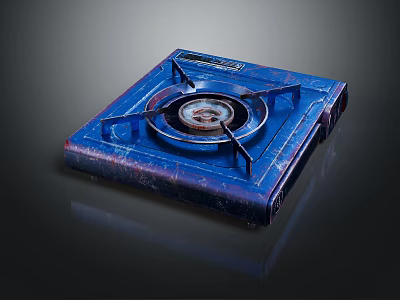Blue Vintage Gas Stove Kitchen Appliance With Worn Surface And Portable Design 3d model