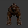 Realistic Horned Dinosaur Figure With Brown Scaly Skin And Red Eyes