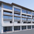Modern Multi Story Residential Building With Light Exterior Balconies Windows And Ground Entrances