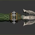 Decorative Green And Gold Mechanical Claw Weapon With Intricate Metal Parts Design
