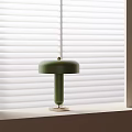 Green Modern Minimalist Table Lamp On Window Sill With Window Blinds Background 3d model