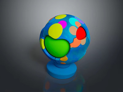 Vibrant Colorful Sphere With Various Colored Circles On Blue Base 3d model