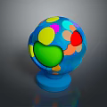 Vibrant Colorful Sphere With Various Colored Circles On Blue Base