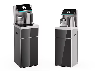 Modern Floor Standing Electric Water Dispensers In Black And Silver With Digital 3d model