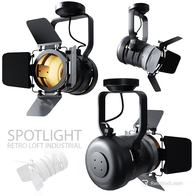 Retro Loft Industrial Style Spotlight Lighting Fixture For Modern Interior Design 3d model 