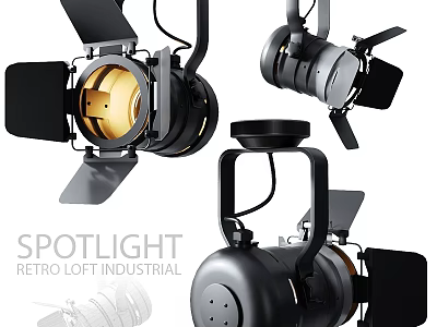 Retro Loft Industrial Style Spotlight Lighting Fixture For Modern Interior Design 3d model