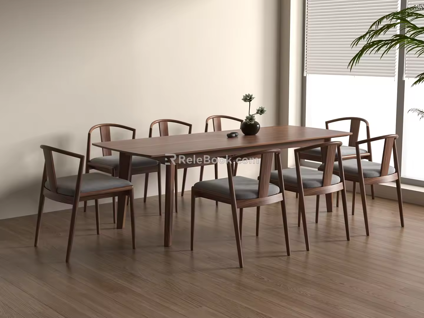 New Chinese Dining Table and Chair New Chinese Dining Table and Chair Combination Rectangular Dining Table 3d model