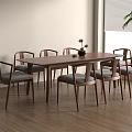 New Chinese Dining Table and Chair New Chinese Dining Table and Chair Combination Rectangular Dining Table 3d model