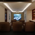 Modern KTV Room Featuring Large Screen Leather Sofa Touchscreen Console And Chandelier Coffee Table 3d model