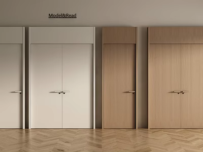 ModelsBrand Double Doors With White And Wooden Styles For Modern Home Interior 3d model