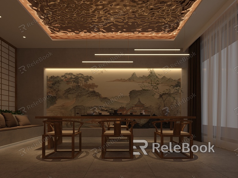 Chinese Tea Room Room Room Negotiation Room model