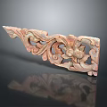 Traditional Wooden Carved Component With Intricate Scroll And Floral Motifs