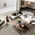Modern Living Room Interior With L Shaped Sofa Coffee Table And Floor Lamp