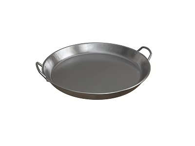 Durable Stainless Steel Frying Pan With Two Handles Silver Kitchen Cookware 3d model