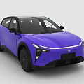 Purple Electric Car With Sleek Modern Exterior And Black Roof Design