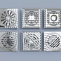 Stainless Steel Bathroom Floor Drains With Various Grid Patterns And Designs 3d model