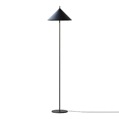 Stylish Black Floor Lamp with Conical Shade and Slim Metal Stand 3d model