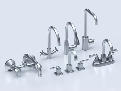 Different Types of Modern Stainless Steel Water Faucet Designs For Kitchen And Bathroom 3d model