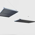 Modern Hanging Sunshade Structure With Striped And Flat Metal Panels For Outdoor Use
