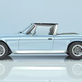 Light Blue Classic Convertible Car With Sleek Body Silver Wheels And Reflection