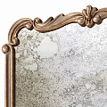 Vintage Wooden Framed Wall Mirror With Ornate Carvings And Distressed Decorative Details