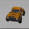 Orange Vintage Truck With Chain Accent Black Tires And Orange Wheels