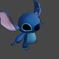 Cute Blue Animated Game Movie Character Stitch With Big Ears Standing