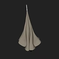 Light Colored Umbrella With Triangular Canopy And Slender Handle On Light Blue Background 3d model