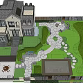 Modern Garden Wall Design With Green Plants Stone Path And Seating Area