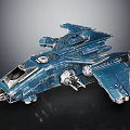 Blue Sci Fi Spaceship Model With Detailed Design And Metallic Accents 3d model