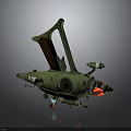 Green Mechanical Weapon With Cannon Barrel Wooden Panel And Wing Like Design