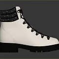Stylish White Boots With Black Laces Chunky Sole And Cuffed Ankle Design