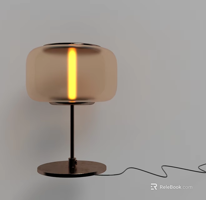 Contemporary Table Lamp Featuring Transparent Glass Shade And Illuminated Warm Yellow Light 3d model 