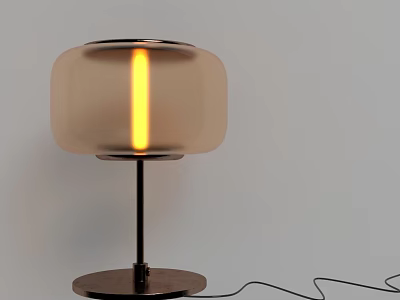 Contemporary Table Lamp Featuring Transparent Glass Shade And Illuminated Warm Yellow Light 3d model