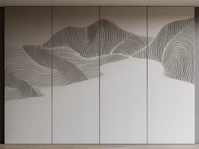 Modern Decorative Screen With Abstract Mountain Line Patterns For Interior Design 3d model