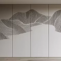Modern Decorative Screen With Abstract Mountain Line Patterns For Interior Design 3d model