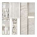 Modern Partition With Marble Texture And Metal Striped Frame For Interior Design 3d model