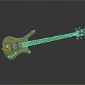 Wooden Bass Guitar Decorative Accessory With Natural Grain And Smooth Surface Design