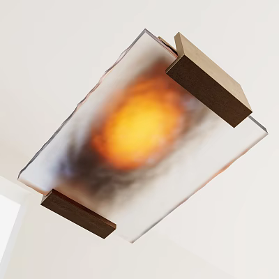 Modern Wall Lamp With Glass Shade Wooden Frame And Warm Lighting For Interior Decor 3d model