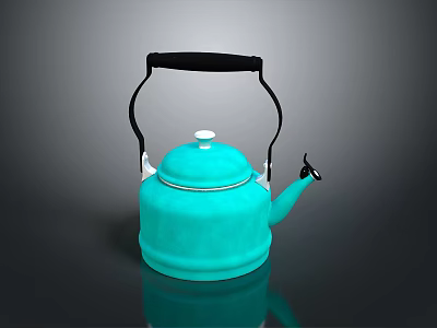 Turquoise Kettle With Black Handle White Lid And Modern Home Design 3d model