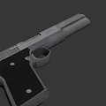 Modern Semi Automatic Pistol With Metallic Finish And Black Grip Design