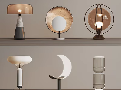 Various Modern Table Lamps With Unique Shapes And Stylish Design Features 3d model