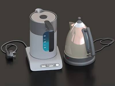 Modern Daily Electrical Appliances Featuring Electric Kettles with Control Base Measuring Scale and Power Cord 3d model