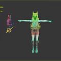 Anime Girl Character With Fox Ears Tail Red Skirt White Top Arms Outstretched