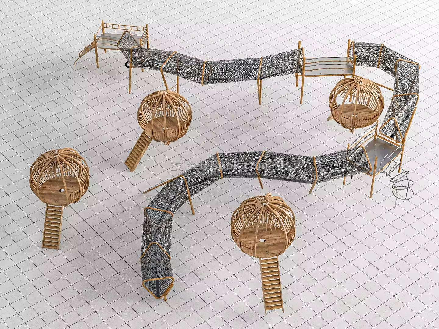Amusement facilities Children's amusement facilities Slide development training equipment Climbing net 3d model