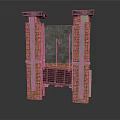 Vintage Brick And Metal Framed Architectural Structure With Arch Design