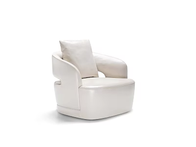 Modern Light Colored Leisure Chair With Curved Armrest And Comfortable Cushion 3d model