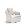 Modern Light Colored Leisure Chair With Curved Armrest And Comfortable Cushion