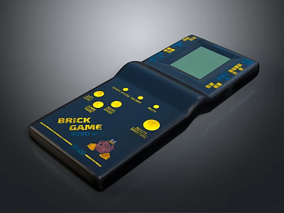 Vintage Brick Game Handheld Electronic Device With Green Screen And Yellow Buttons 3d model