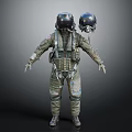 Human Pilot Character in Military Flight Suit with Helmet and Gear